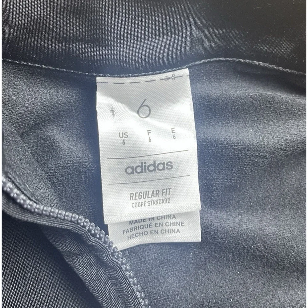 Adidas Boys Track Jacket Size 6 Zip Up Black Camo Blue White 3 Stripes Logo Kids